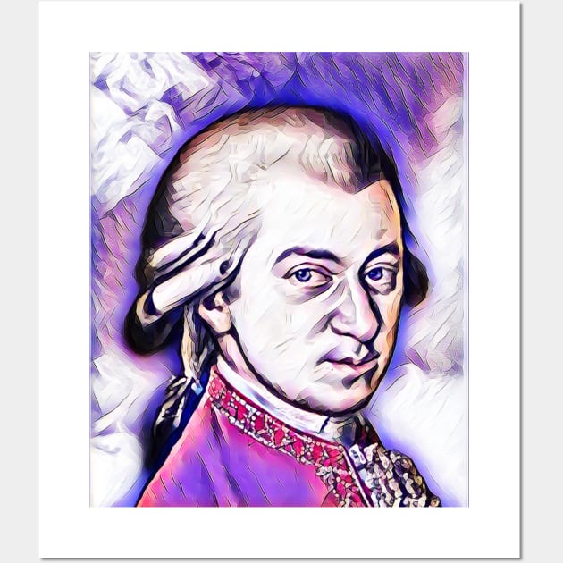 Wolfgang Amadeus Mozart Pink Portrait | Wolfgang Amadeus Mozart Artwork 7 Wall Art by JustLit